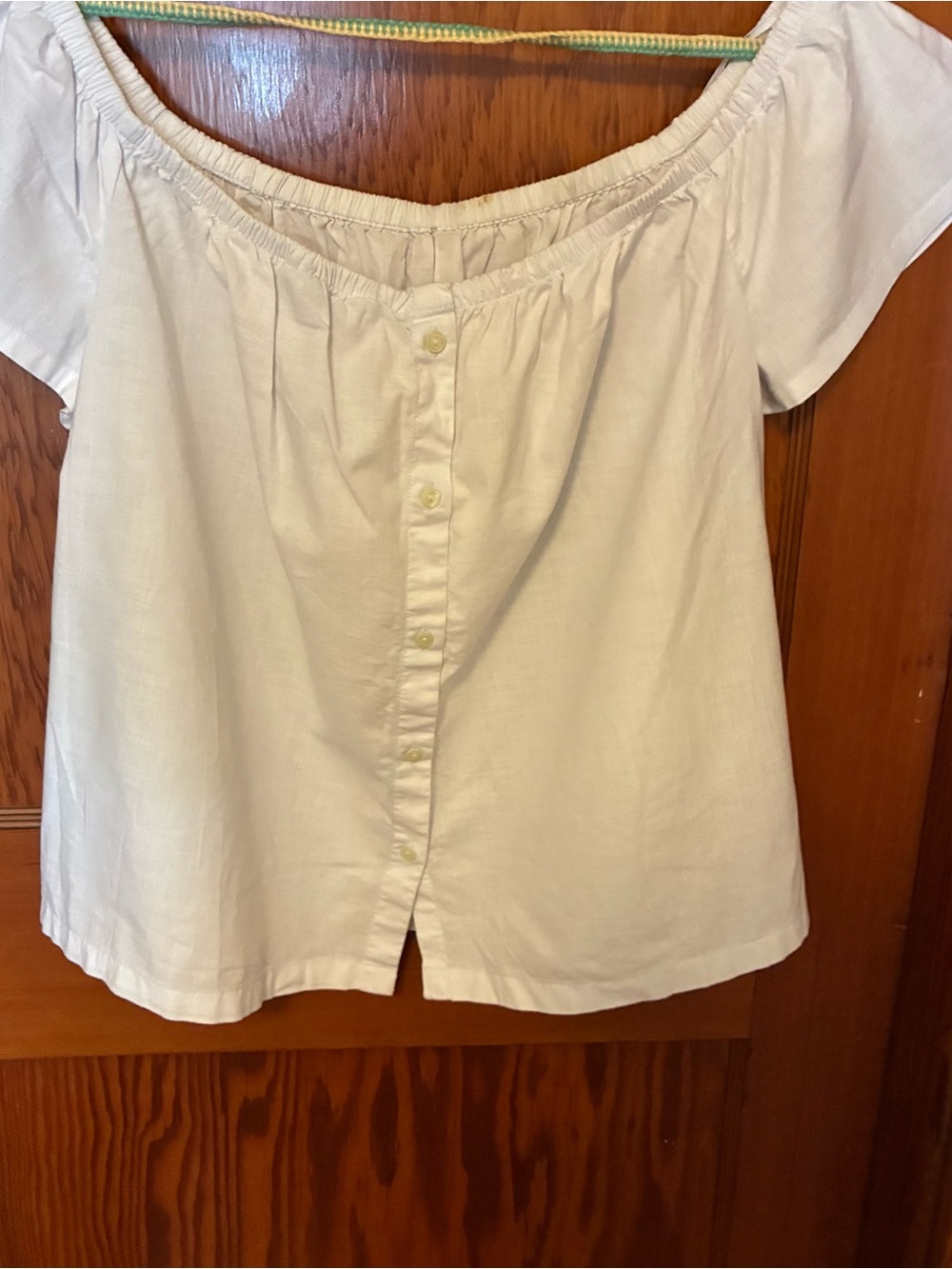 White Off-Shoulder Button Front Top